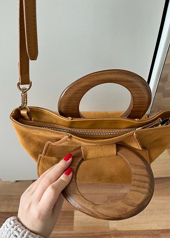 Mango Kahverengi  taba Süet Kadın Omuz Çantası - Görsel 3