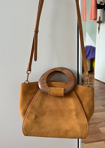 Mango Kahverengi  taba Süet Kadın Omuz Çantası - Görsel 2