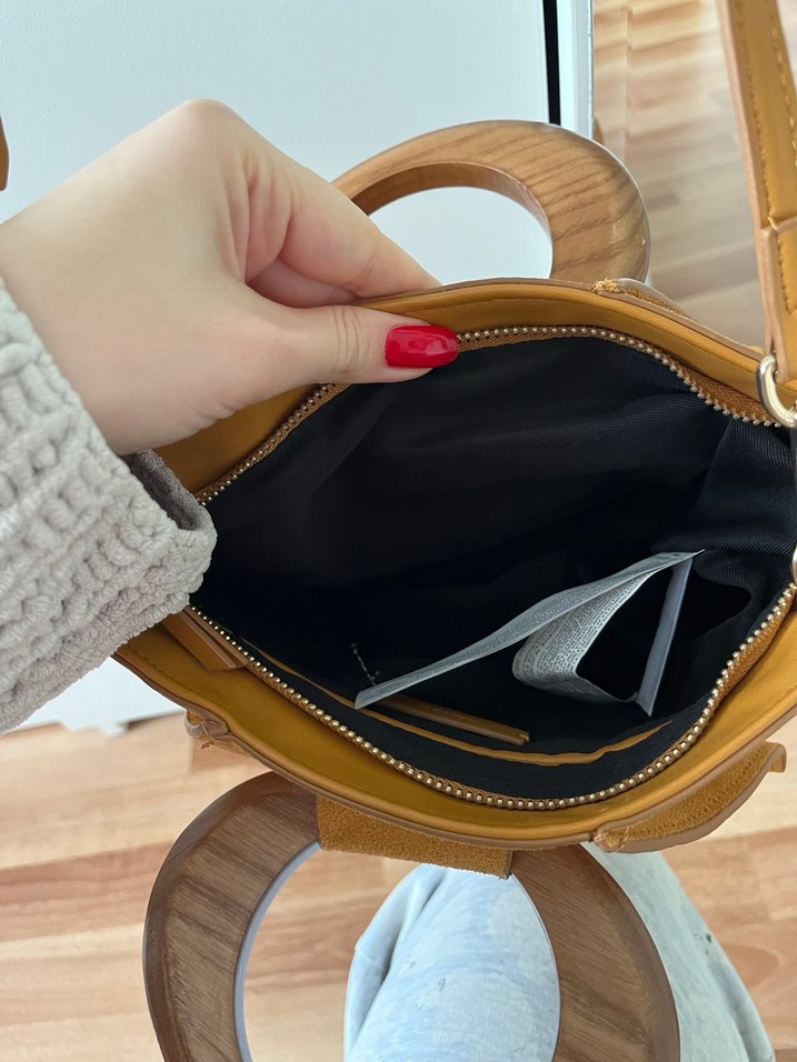 Mango Kahverengi  taba Süet Kadın Omuz Çantası - Görsel 5