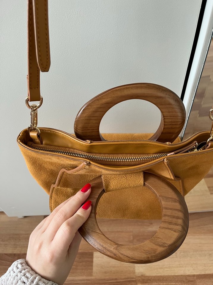 Mango Kahverengi  taba Süet Kadın Omuz Çantası - Görsel 3