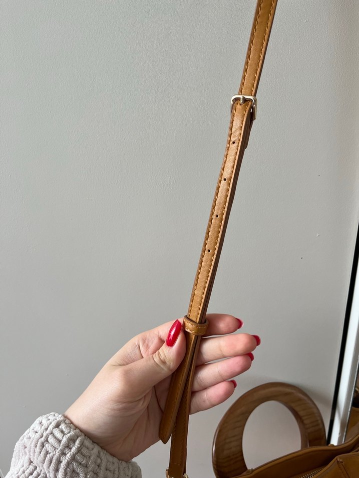 Mango Kahverengi  taba Süet Kadın Omuz Çantası - Görsel 4