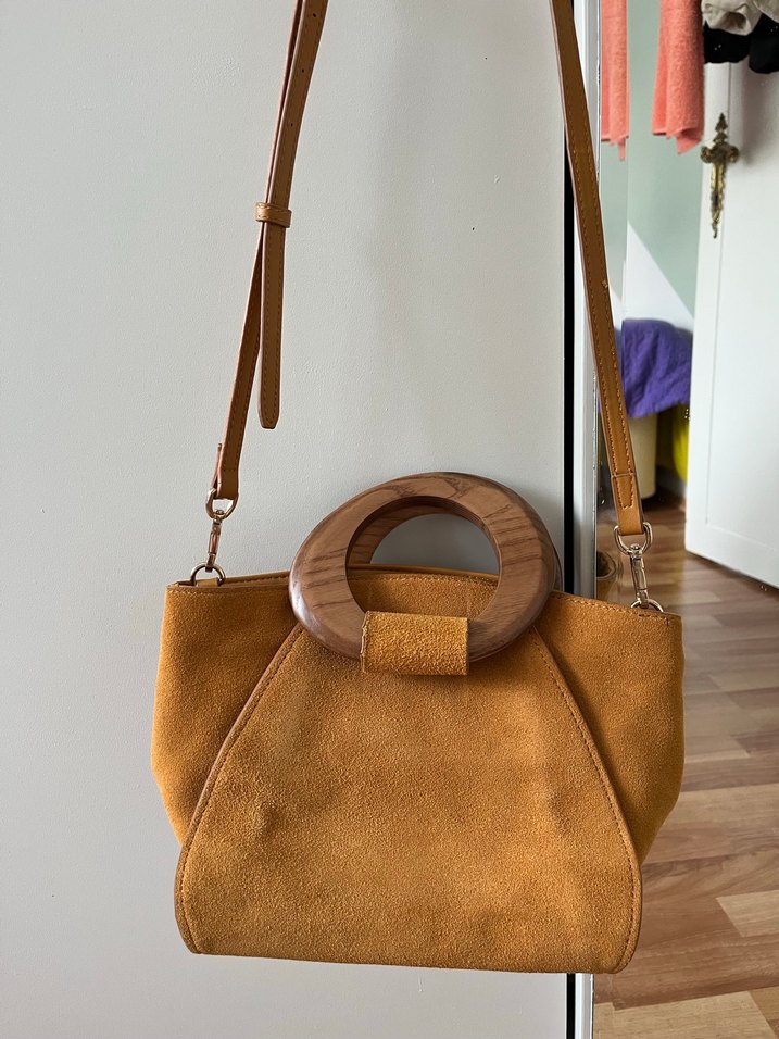 Mango Kahverengi  taba Süet Kadın Omuz Çantası - Görsel 2