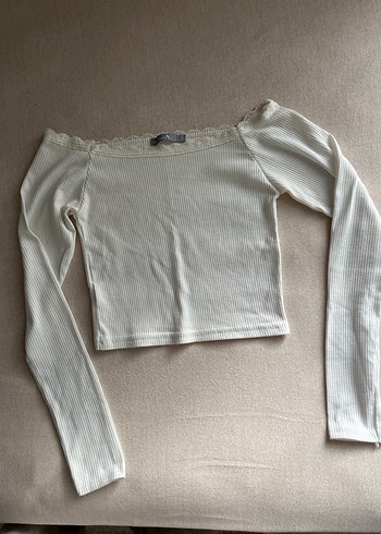 Dantel Detaylı S beden Beyaz Kadın Bluz - Görsel 2