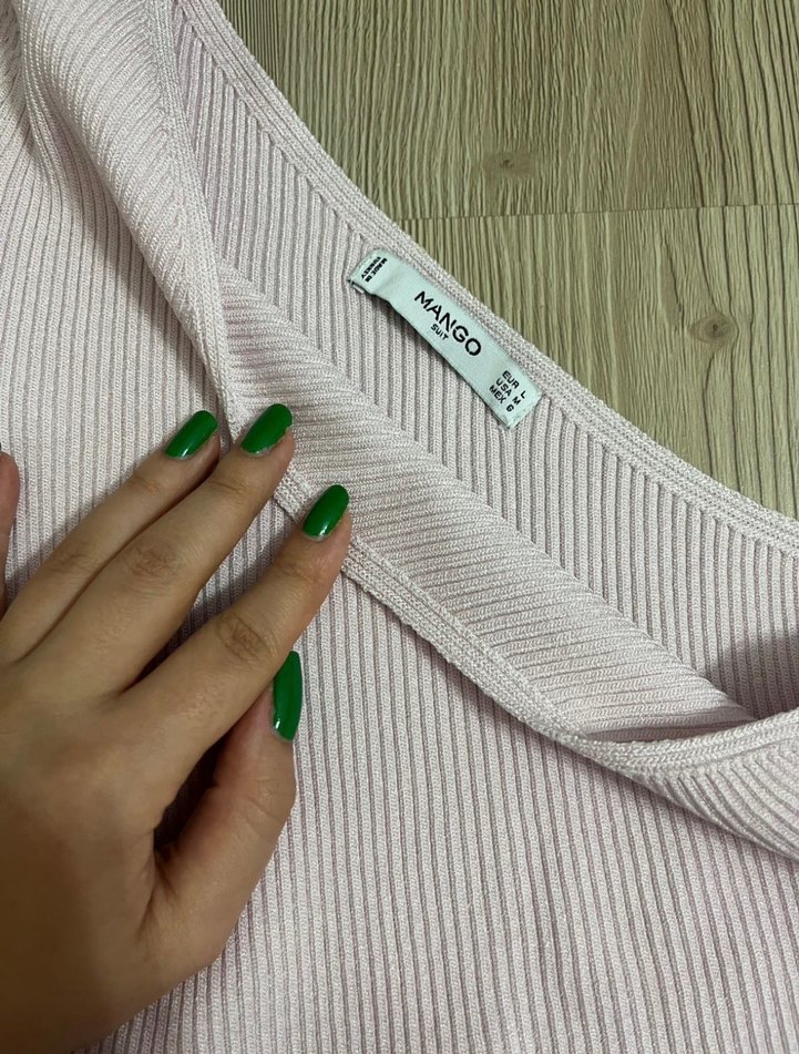 Mango marka L beden pembe tek omuz kazak - Görsel 5