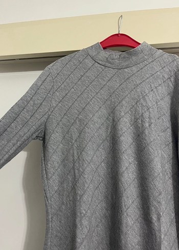 Mango Marka Gri renk L beden uzun kollu elbise - Görsel 4