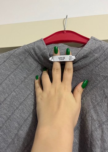 Mango Marka Gri renk L beden uzun kollu elbise - Görsel 6