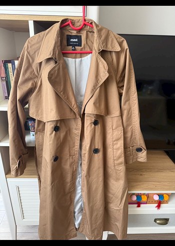 Düğmeli Kahverengi Midi Trençkot - Görsel 2