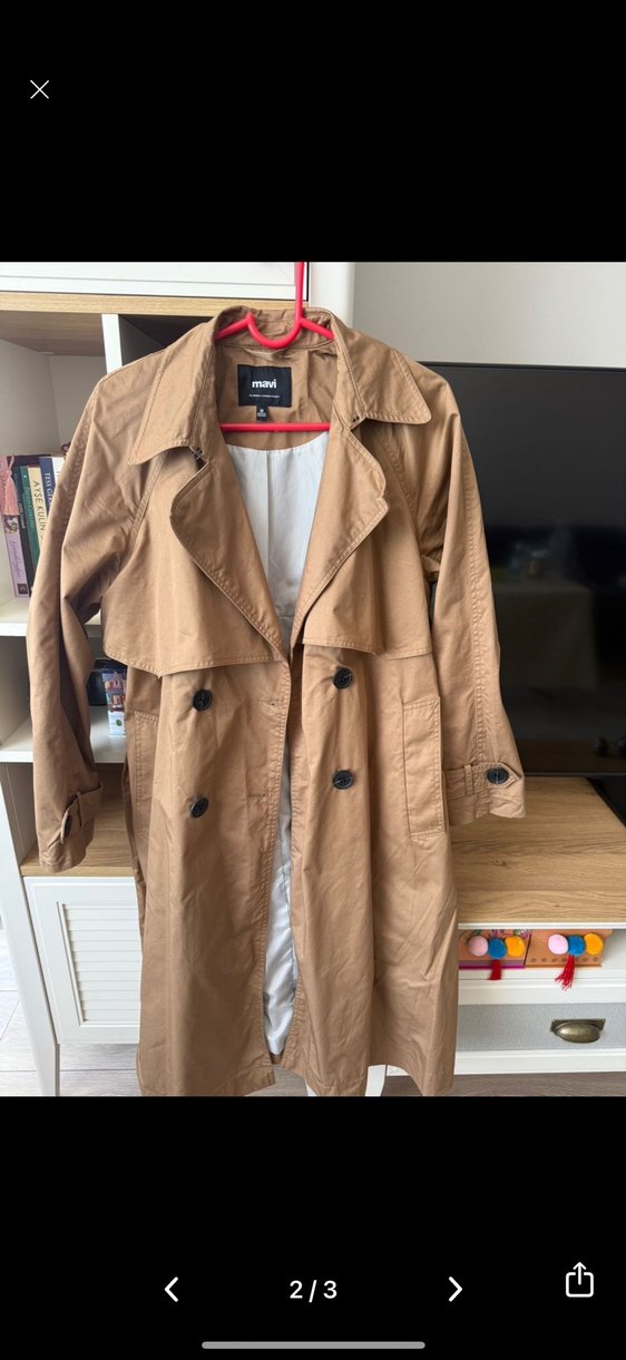 Düğmeli Kahverengi Midi Trençkot - Görsel 2