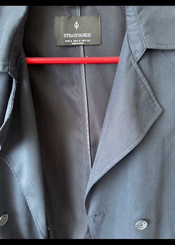 Düğmeli Lacivert Midi Trençkot - Görsel 2