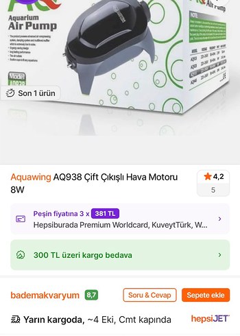 Aquawing AQ938 Çift Çıkışlı Hava Motoru 8W