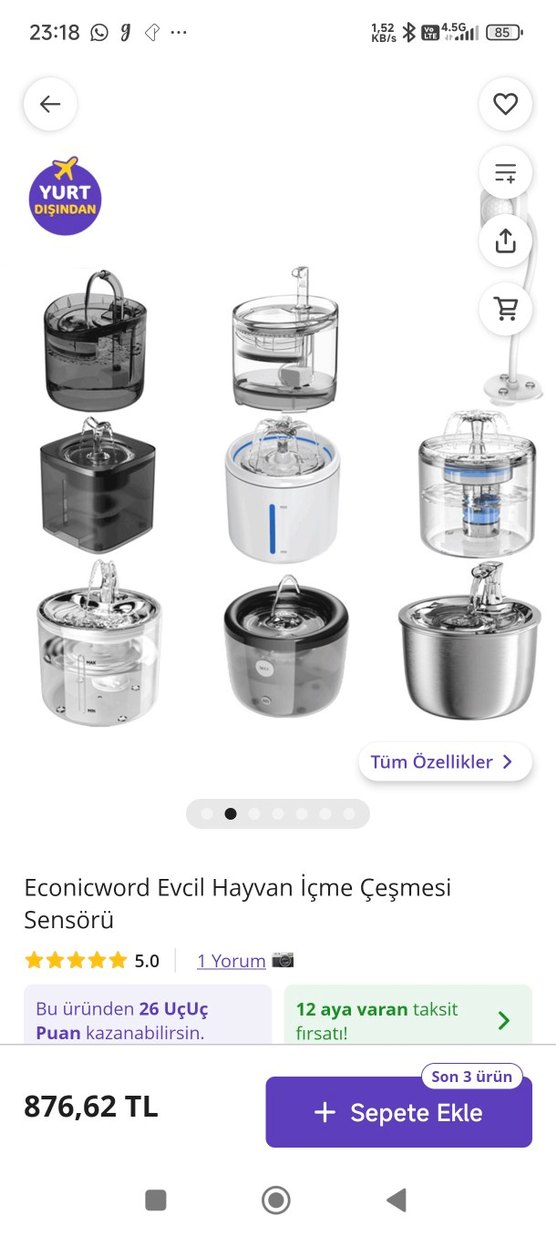 Evcil Hayvan İçme Çeşmesi Sensörü Beyaz - Görsel 2