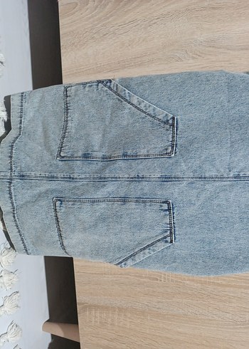 Gri Denim Kısa Askılı Elbise - Görsel 3