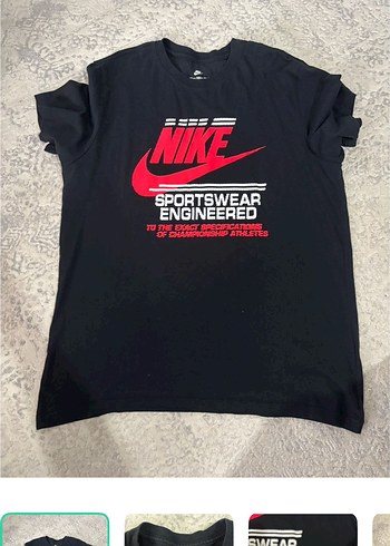 Nike Siyah Kirmizi Logo Tisort