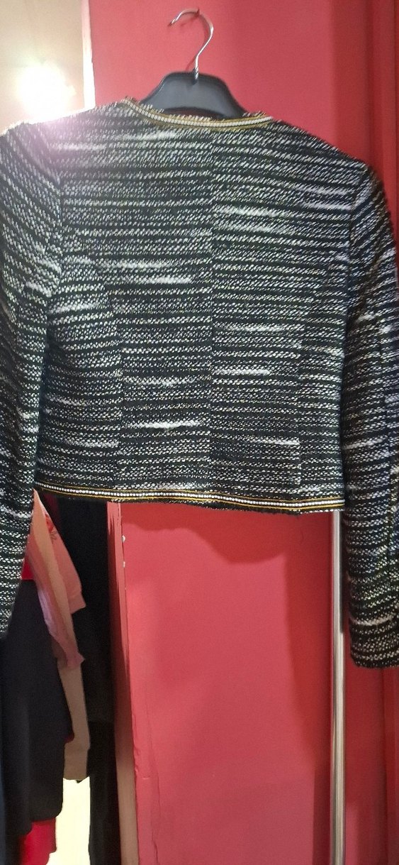 Düğmeli, Nakışlı Kısa Gri Kadın Ceket - Görsel 3