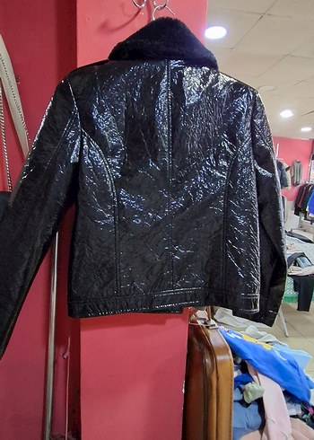 Kadın Siyah Deri Biker Ceket - Görsel 3