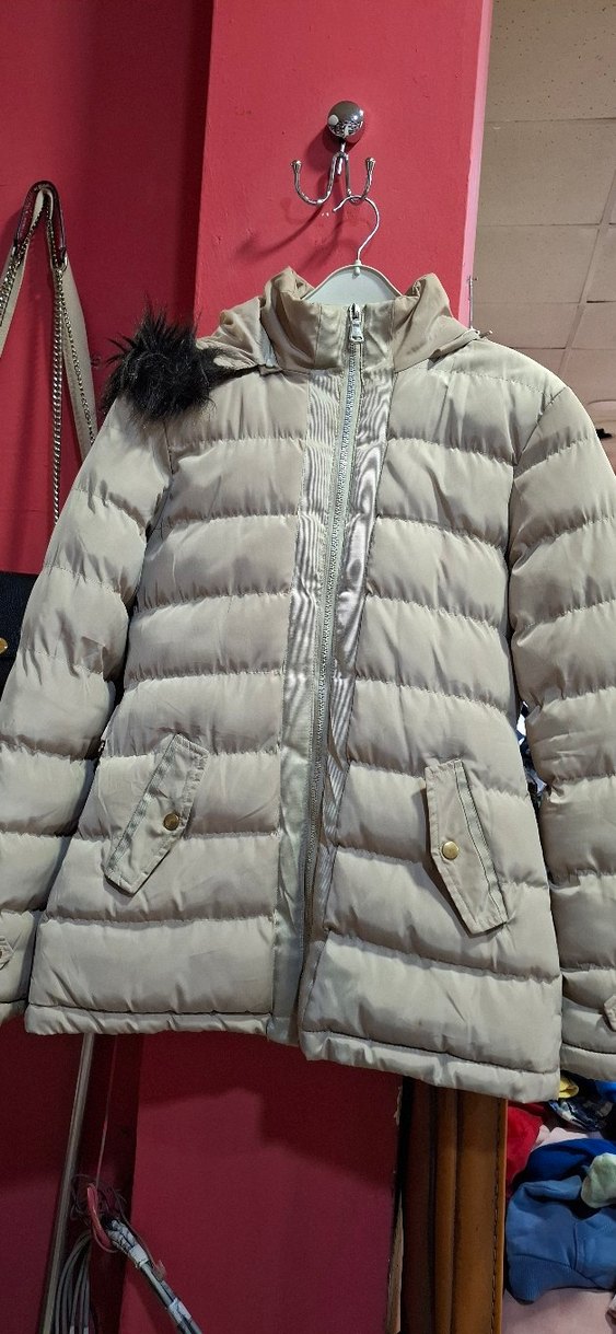 Bej Kadın Midi Kemerli Kışlık Mont - Görsel 2