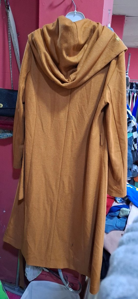 Düğmeli İşlemeli Uzun Kahverengi Kadın Kaban - Görsel 2