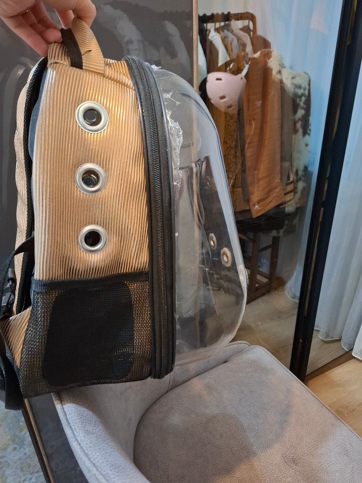 Kahverengi Şeffaf kedi Taşıma Çantası - Görsel 3