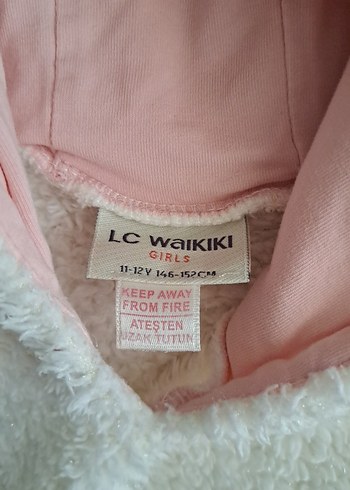 Beyaz Kapüşonlu Kız Sweatshirt Peluş Detaylı - Görsel 2