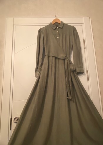 Uzun Keten Elbise, Salaş ve Drape Detaylı