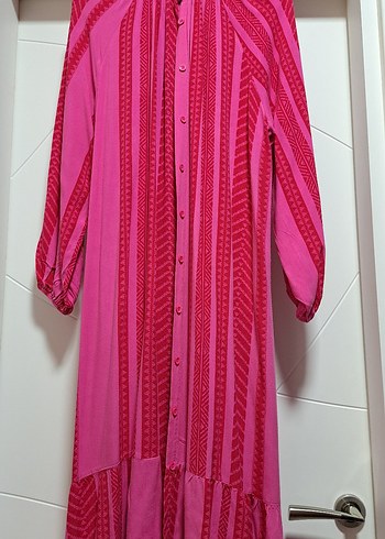 Zara Pembe Bohem Uzun Kollu Uzun Elbise