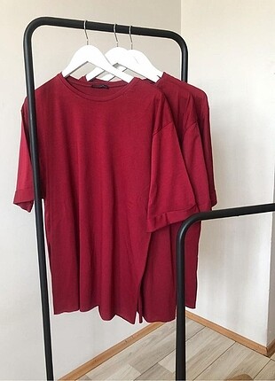 l Beden bordo Renk Oversize Tshirt