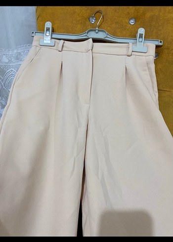 Bej Mini Pilili Kadın Kumaş Pantolon - Görsel 2