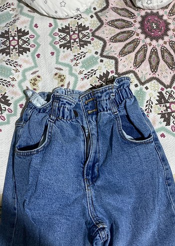 Diğer Kadın Mavi Bağcıklı Bol Kesim Midi Kot Pantolon