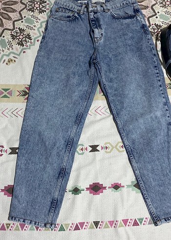 Kadın Pastel Mavi Bağcıklı Bol Kesim Kot Pantolon
