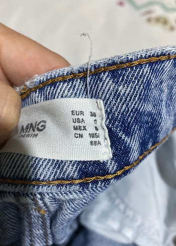 38 Beden Kadın Pastel Mavi Bağcıklı Bol Kesim Kot Pantolon