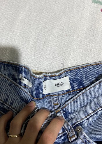 Mango Kadın Pastel Mavi Bağcıklı Bol Kesim Kot Pantolon