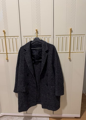 Massimo Dutti Koyu Gri Melanj Kruvaze Kaban