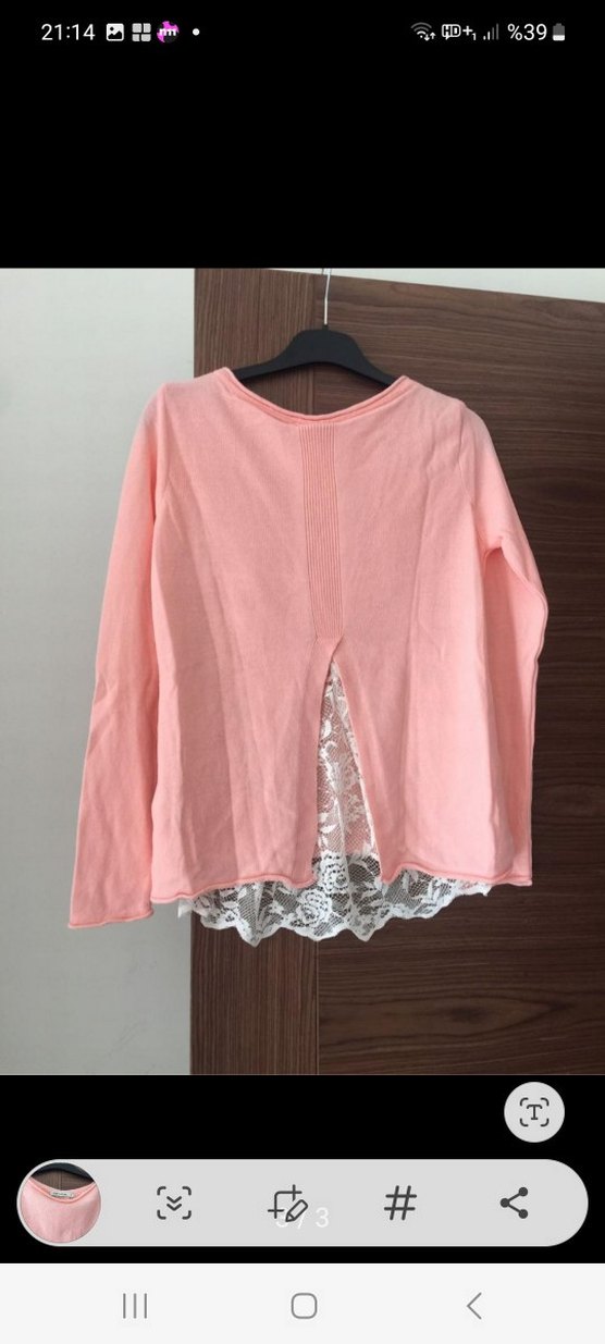 Dantel Detaylı Uzun Kollu Pembe kazak - Görsel 2