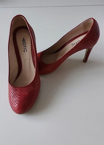 Hotic stiletto hakiki deri ayakkabi