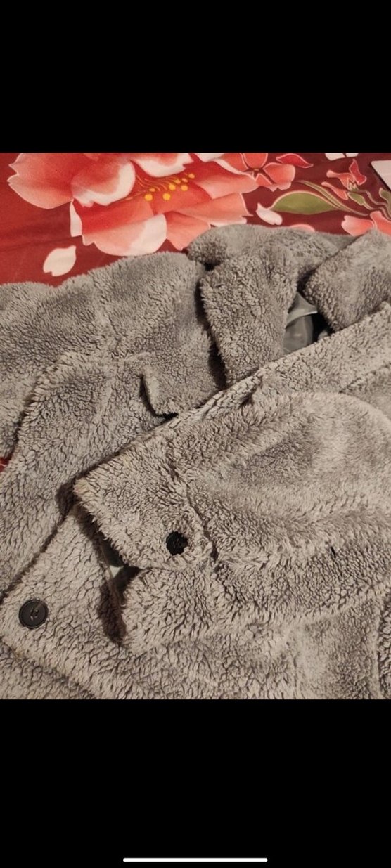 Gri Kadın Peluş Kaban - Görsel 5