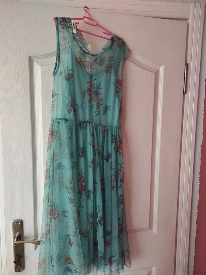 Koton Çiçekli Tül Elbise - Görsel 4