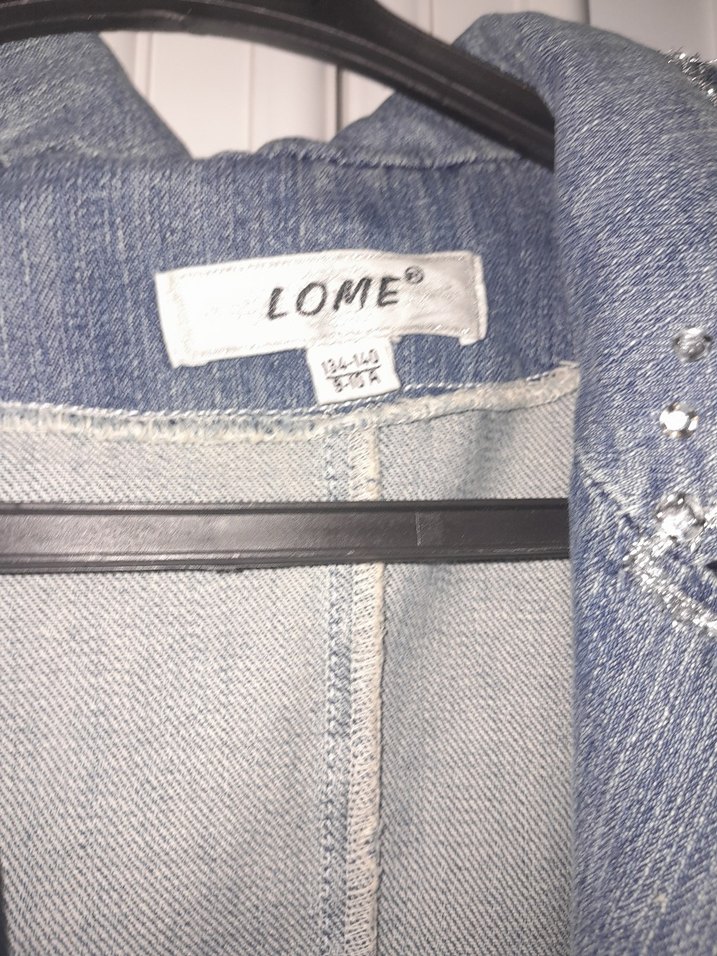 Düğmeli Gri Mavi kız çocuk taşlı ceket - Görsel 2