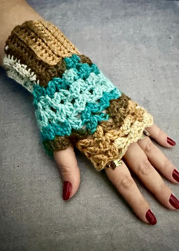 Renkli Bohem Örgü Kadın Eldiveni - Görsel 2