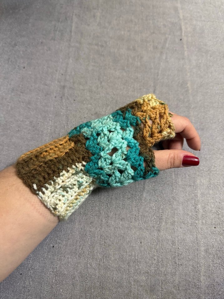 Renkli Bohem Örgü Kadın Eldiveni - Görsel 3