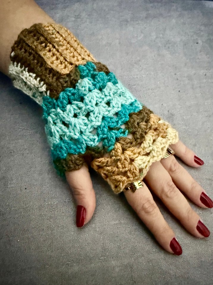Renkli Bohem Örgü Kadın Eldiveni - Görsel 2