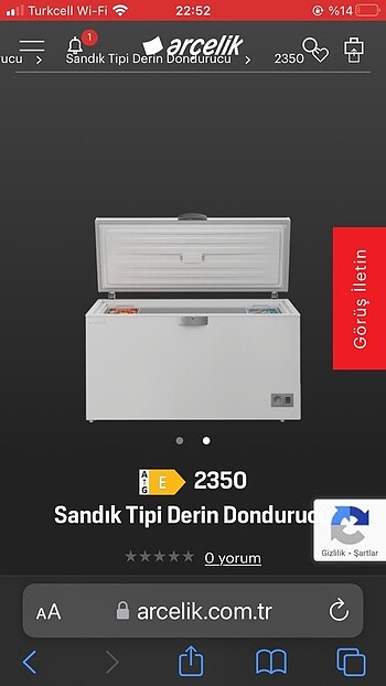 Arçelik sandık tipi derin dondurucu