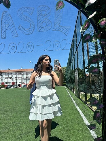 Beyaz Kısa bride mezuniyet elbisesi