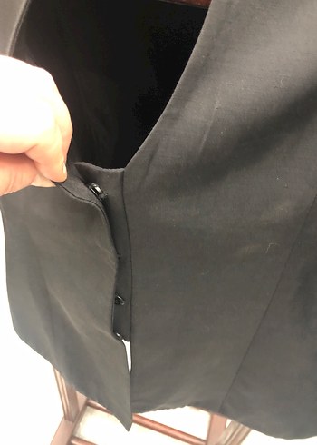 Düğmeli Siyah Midi Kadın Blazer - Görsel 4