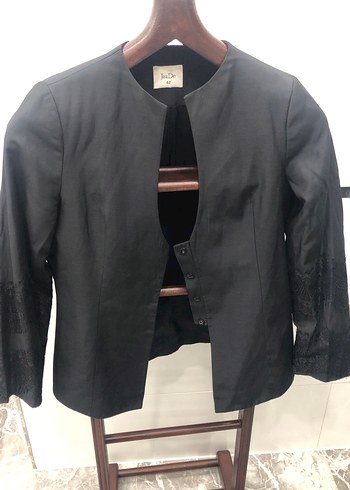 Düğmeli Siyah Midi Kadın Blazer - Görsel 7