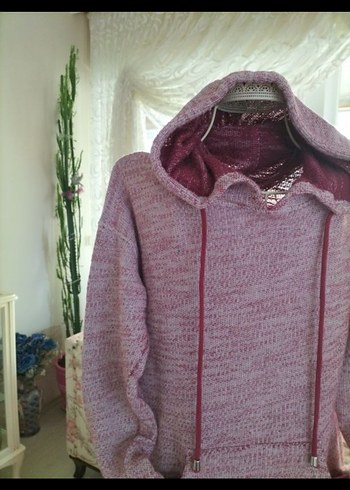 Kapüşonlu Uzun Örgü Kadın Elbise - Görsel 2