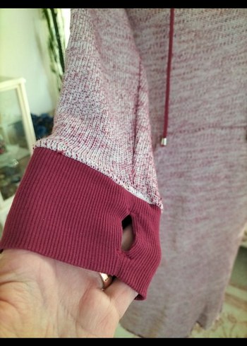 Kapüşonlu Uzun Örgü Kadın Elbise - Görsel 3