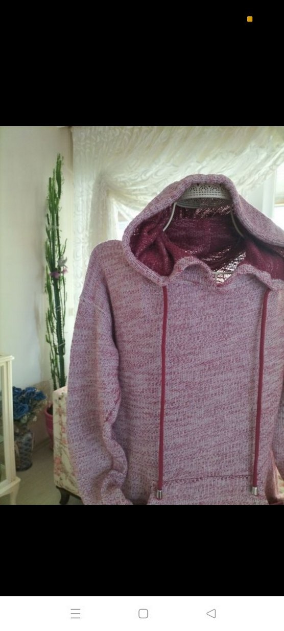 Kapüşonlu Uzun Örgü Kadın Elbise - Görsel 2