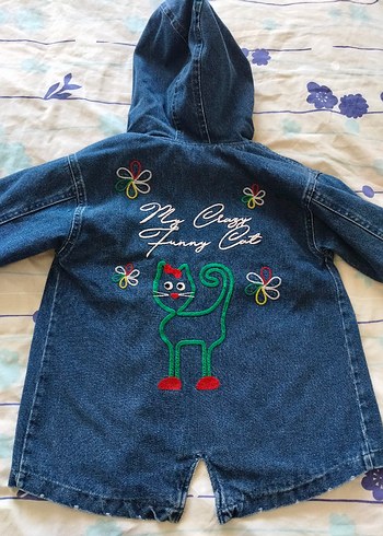 Panço Dugmeli Kapusonlu Mavi Denim Ceket