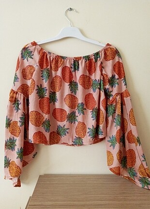 s Beden turuncu Renk Omuz Detaylı ananasli bluz