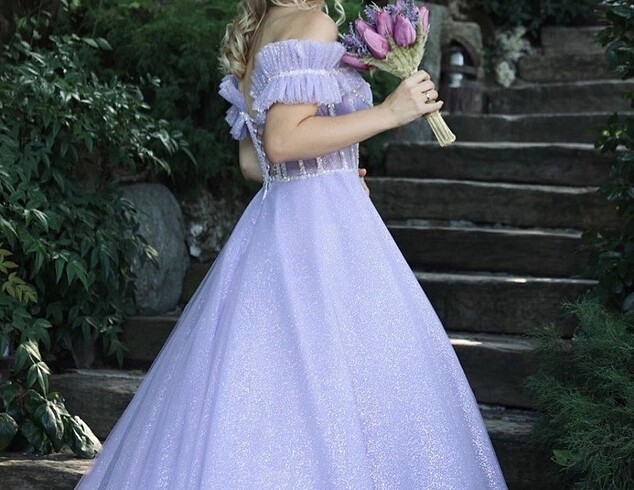 Alfabeta Prenses model lila nişan elbisesi